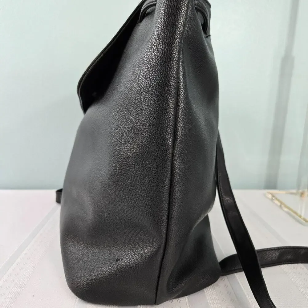 Victoria's Secret Black Faux Leather Backpack w/Handle & Straps